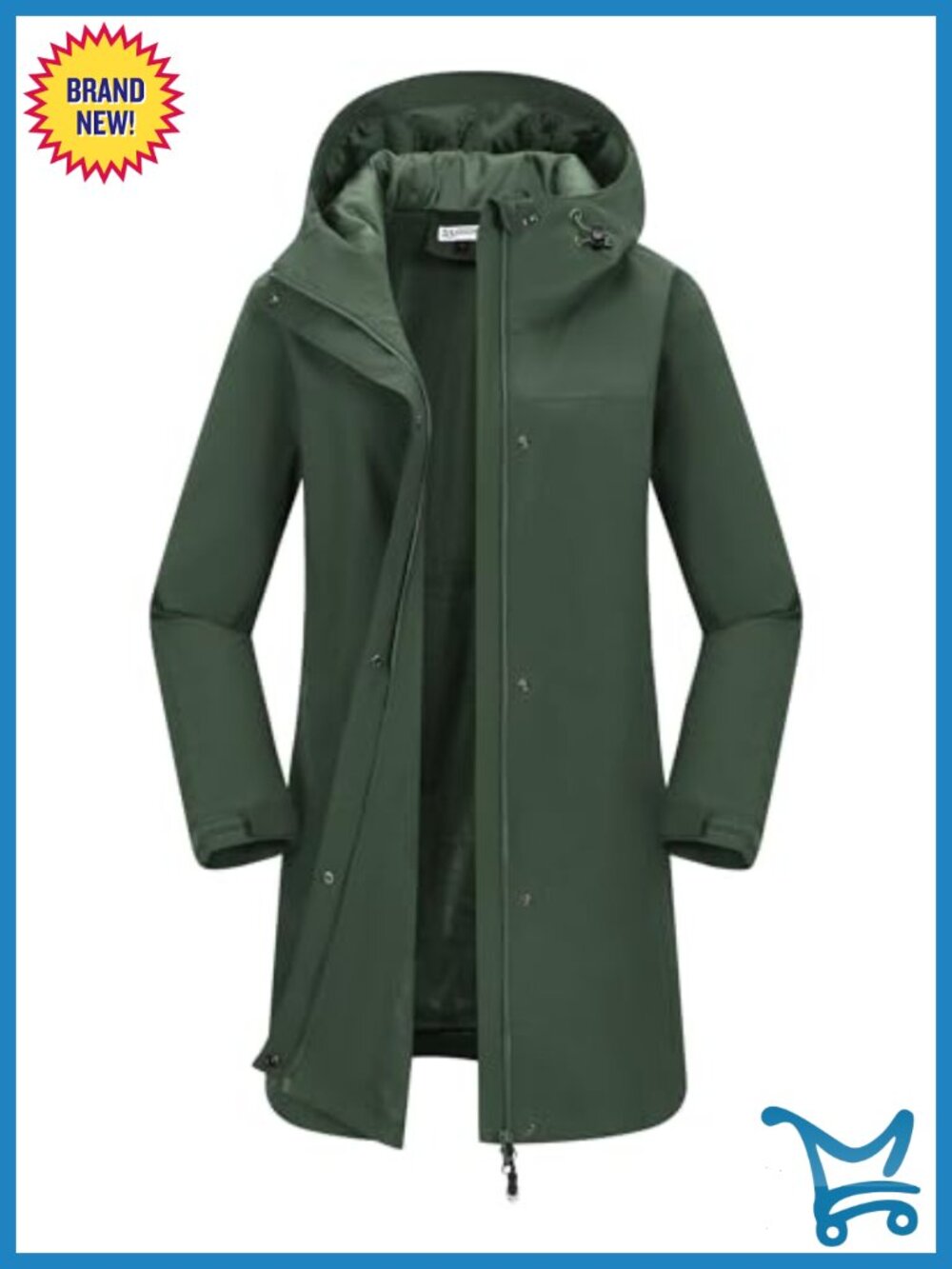 Waterproof Long Rain Jacket with Hood Windbreaker TPU Lightweight